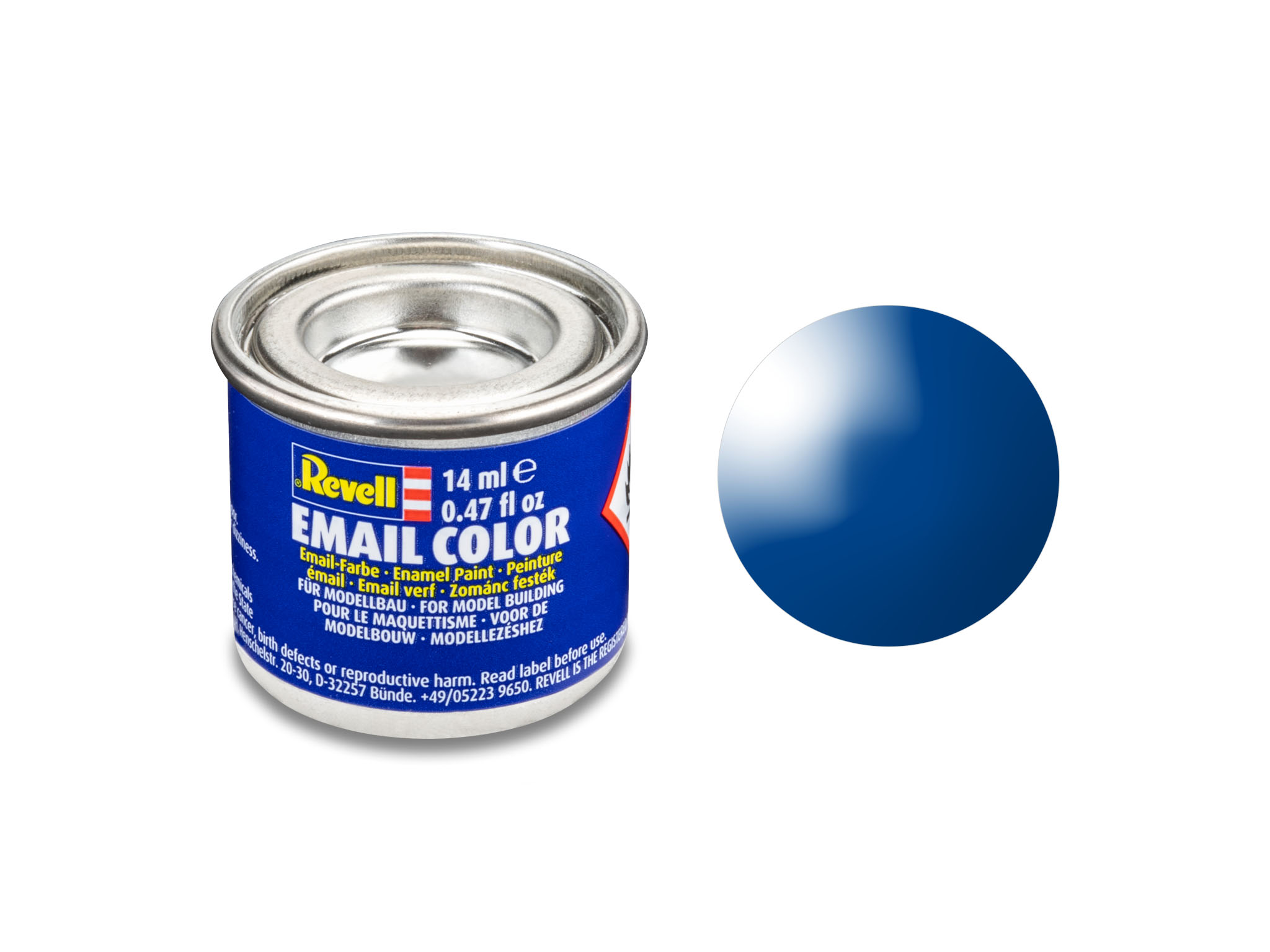 Blauwe, glanzende RAL 5005 14 ml blik Revell